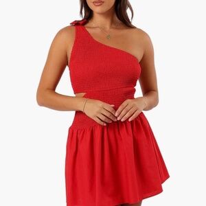 Petal & Pup Allison One-Shoulder Cotton Minidress